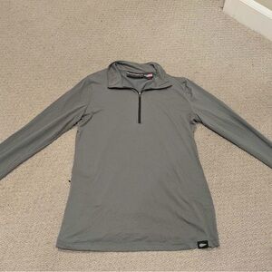 Gray Long Sleeve Quarter-Zip Top